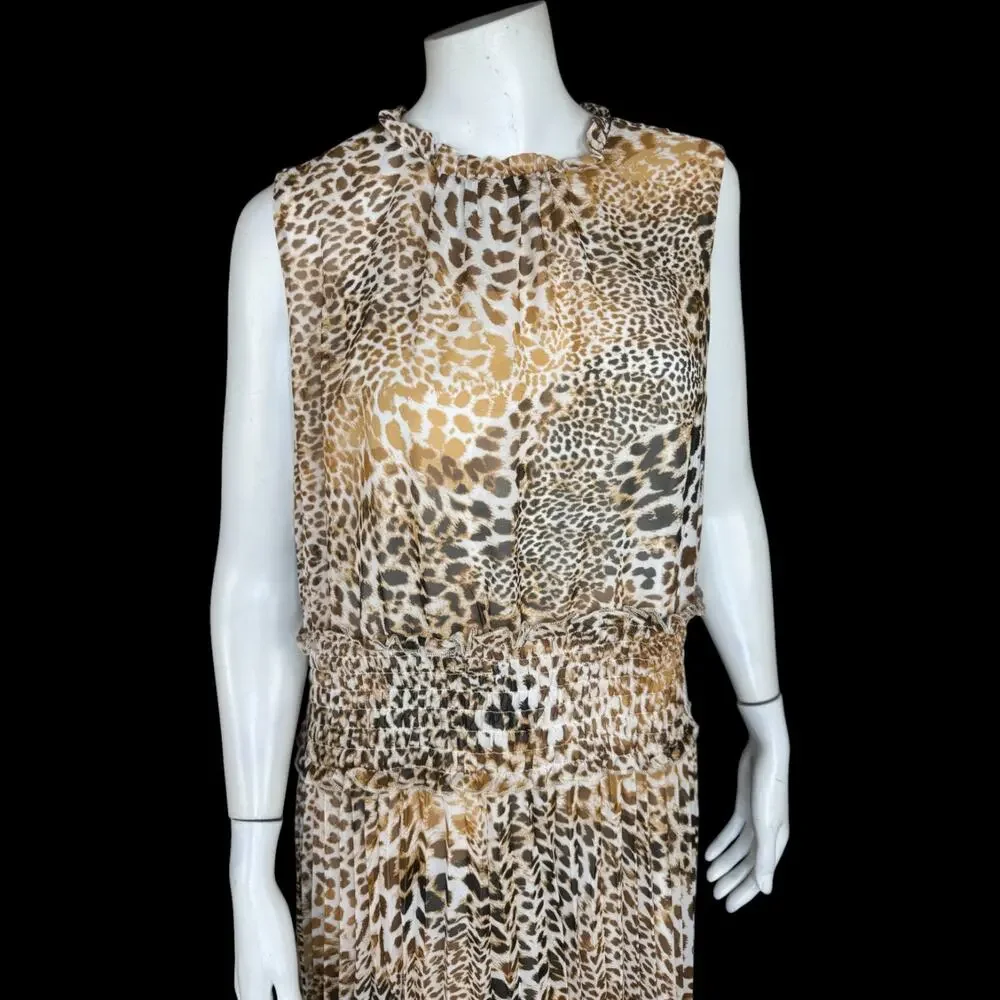 ANTTHONY Originals 1X Leopard Print Chiffon Dress Lined RN83299 Pullover‎ Style